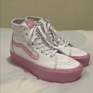 Vans Sz 9 Women's Barbie HiSk8 Pink and White Platform Sneakers like new